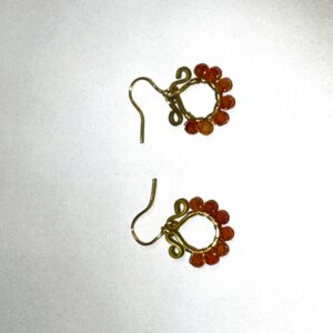 Gold S-Swirl Amber Bead Earrings