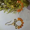Gold S-Swirl Amber Bead Earrings
