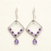Silver Wire Diamond Amethyst Earrings