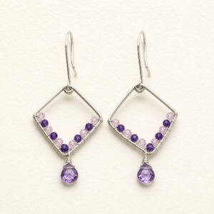 Silver Wire Diamond Amethyst Earrings