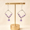 Silver Wire Diamond Amethyst Earrings