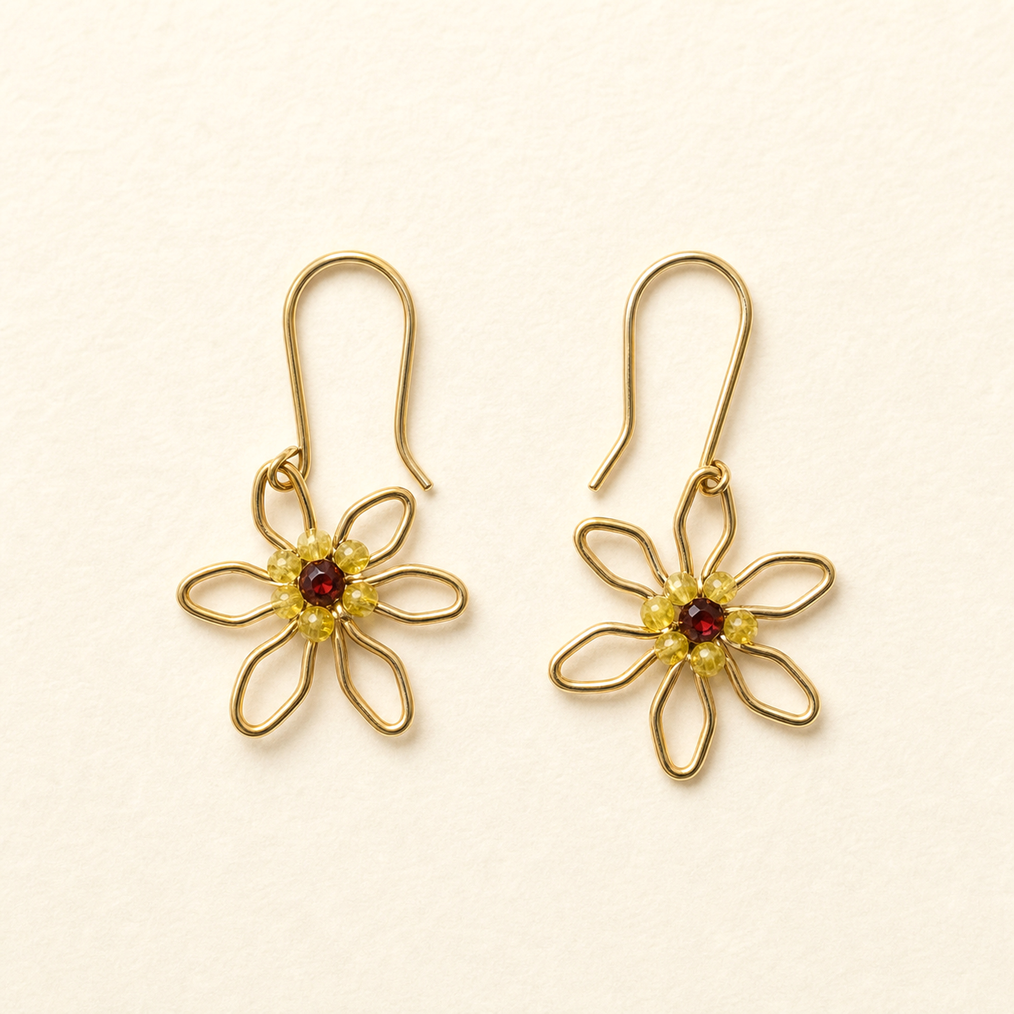 Gold Wire Flower Earrings