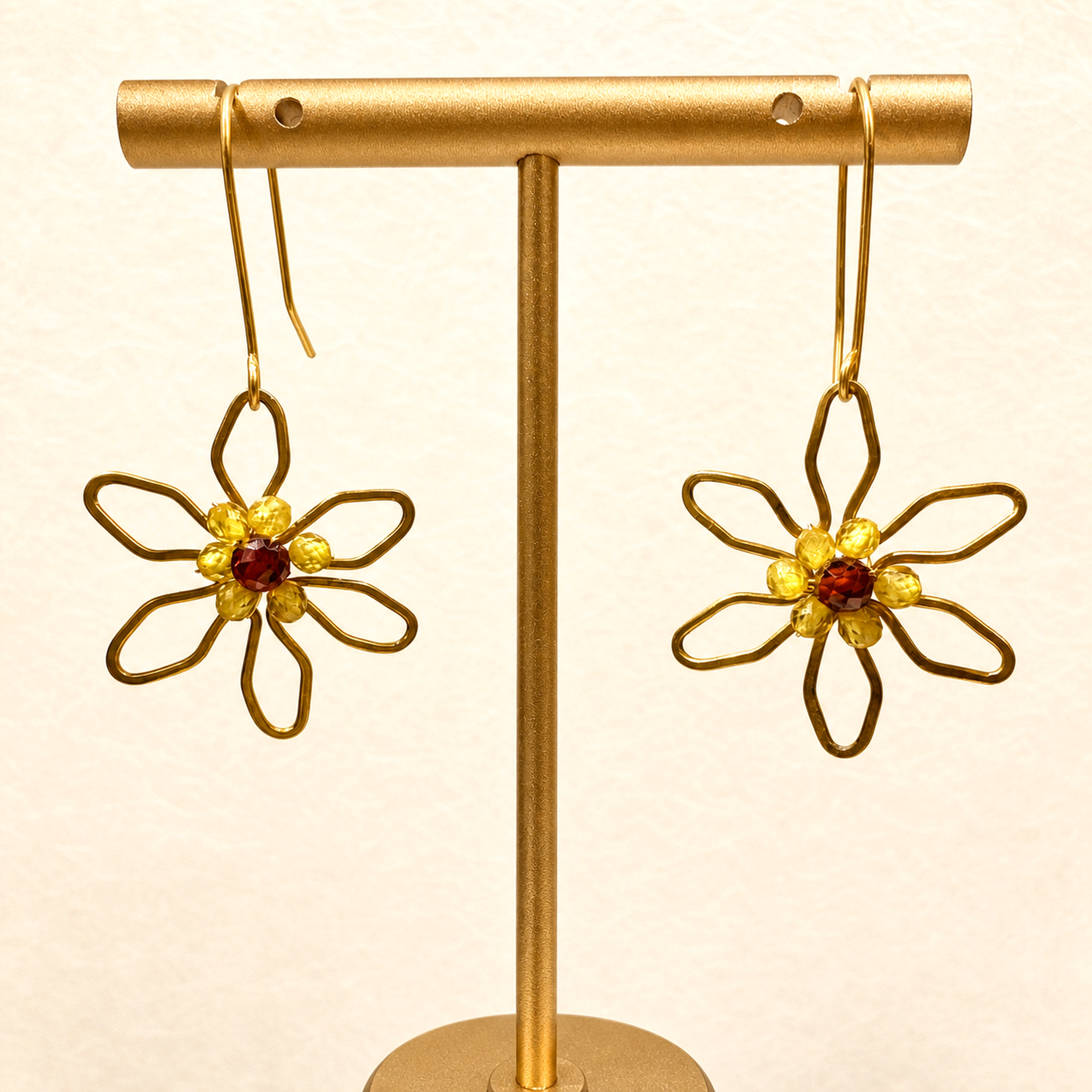 Gold Wire Flower Earrings