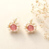 Rose Quartz and Pearl Flower Stud Earrings