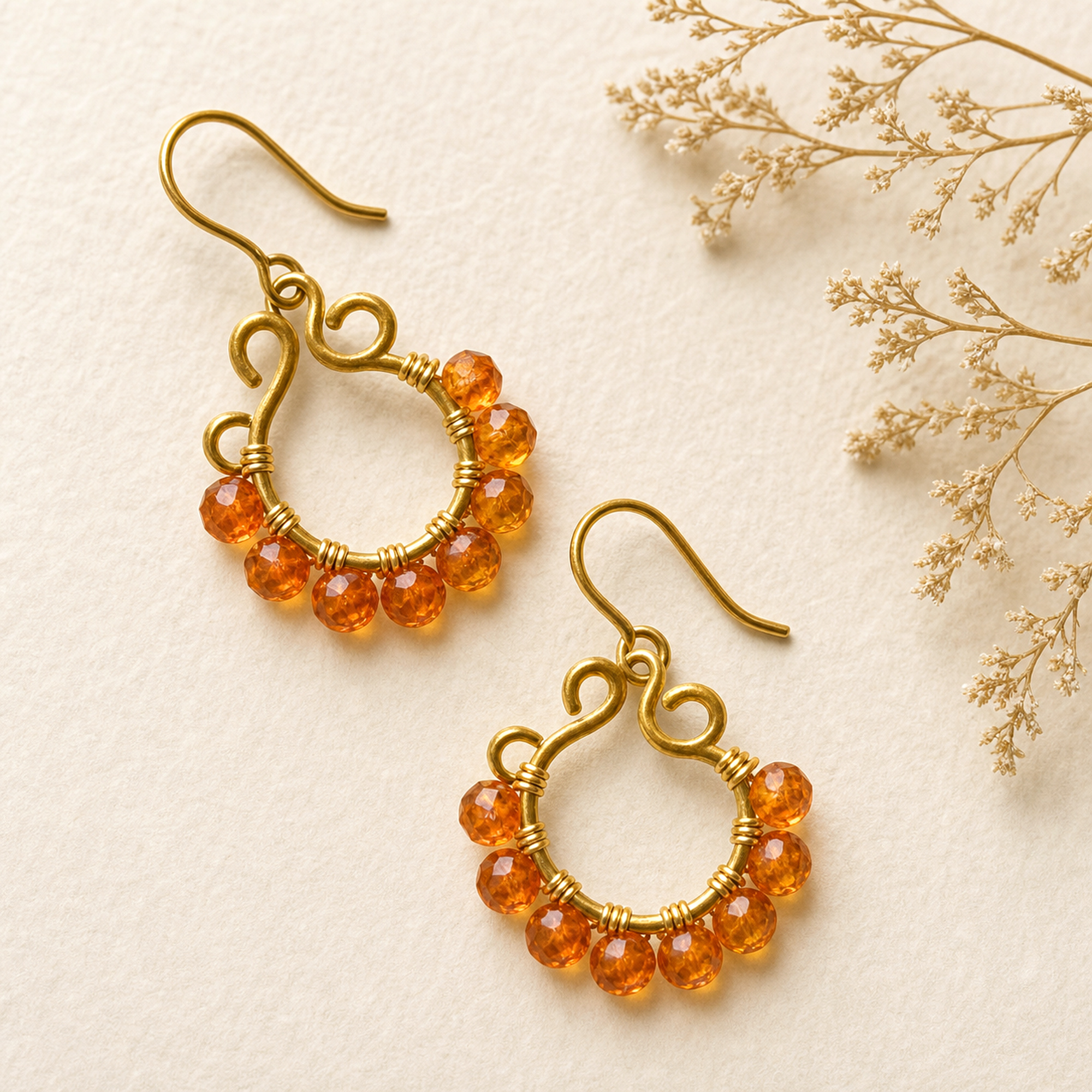 Gold Circle Rainbow Gemstone Earrings