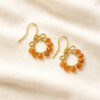 Gold Circle Rainbow Gemstone Earrings