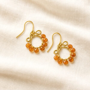 Gold Circle Rainbow Gemstone Earrings