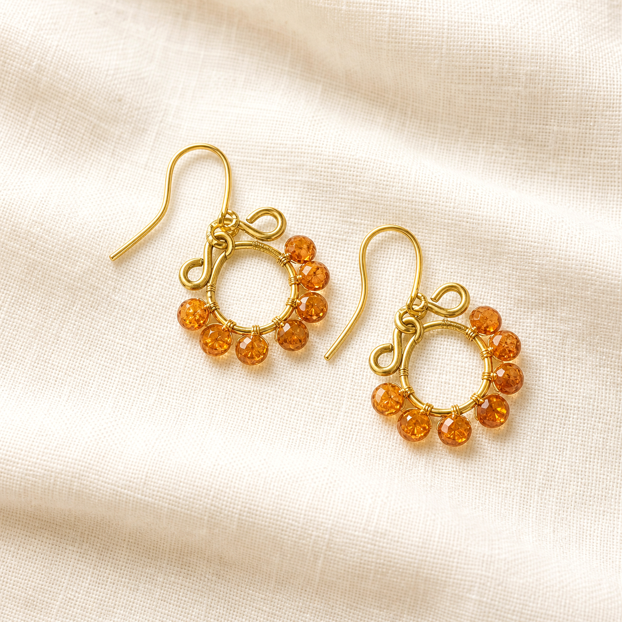 Gold Circle Rainbow Gemstone Earrings