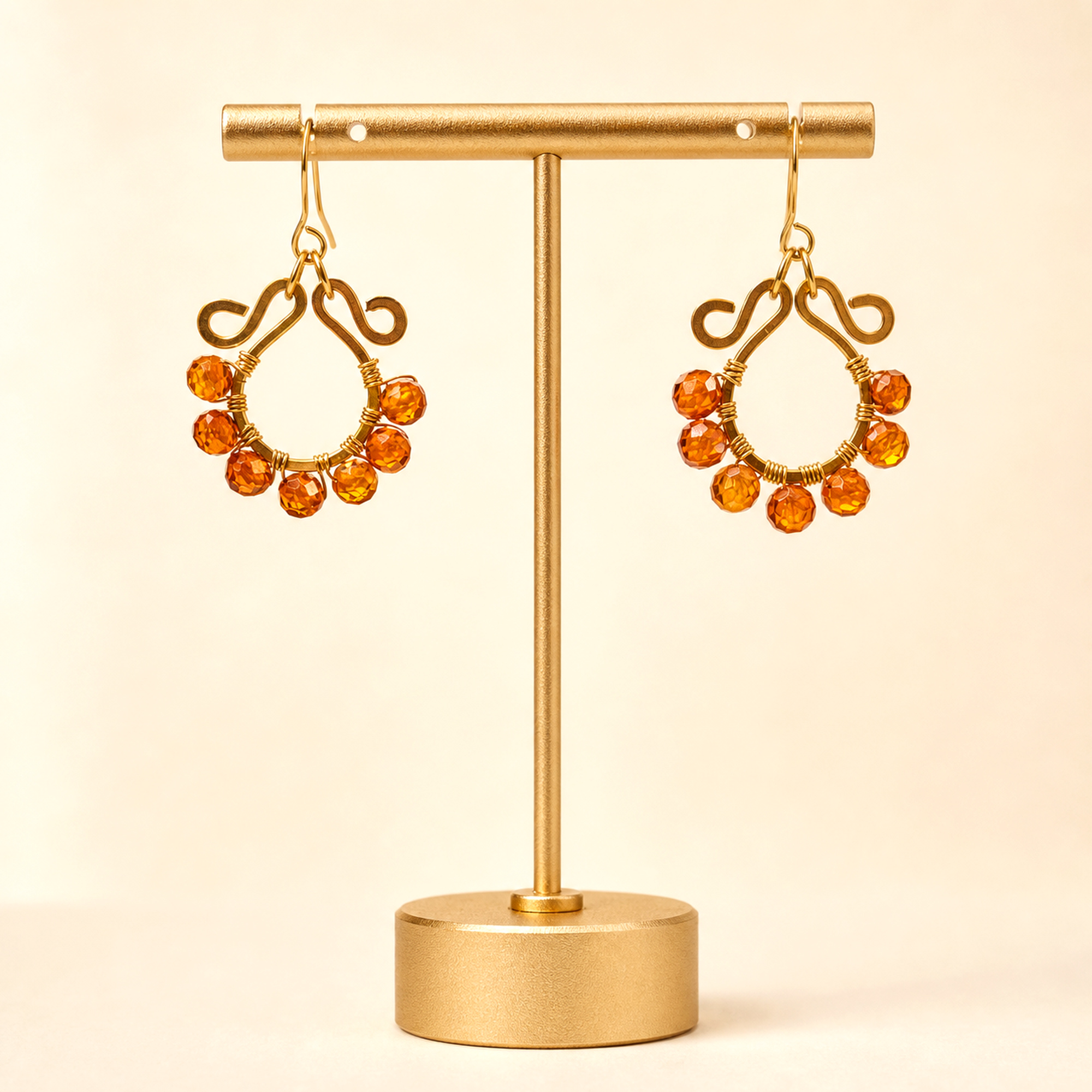 Gold Circle Rainbow Gemstone Earrings
