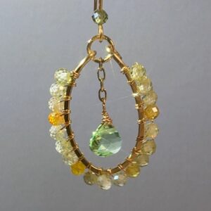 Gold Wire Kite Peridot Earrings — handcrafted wire-wrapped gemstone jewelry, main photo