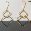 Gold Wire Geometric Emerald Earrings — handcrafted wire-wrapped gemstone jewelry, photo 2
