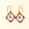 Gold Wire Heart Amethyst Earrings