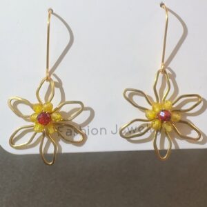 Gold Wire Daisy Earrings — handcrafted wire-wrapped gemstone jewelry, photo 2