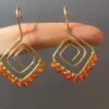 Gold Wire Square Spiral Emerald Earrings Gold Wire Square Spiral Emerald Earrings — handcrafted wire-wrapped gemstone jewelry, photo 3