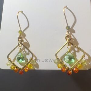 Gold Wire Kite Autumn Gemstone Earrings Gold Wire Kite Autumn Gemstone Earrings — handcrafted wire-wrapped gemstone jewelry, photo 2