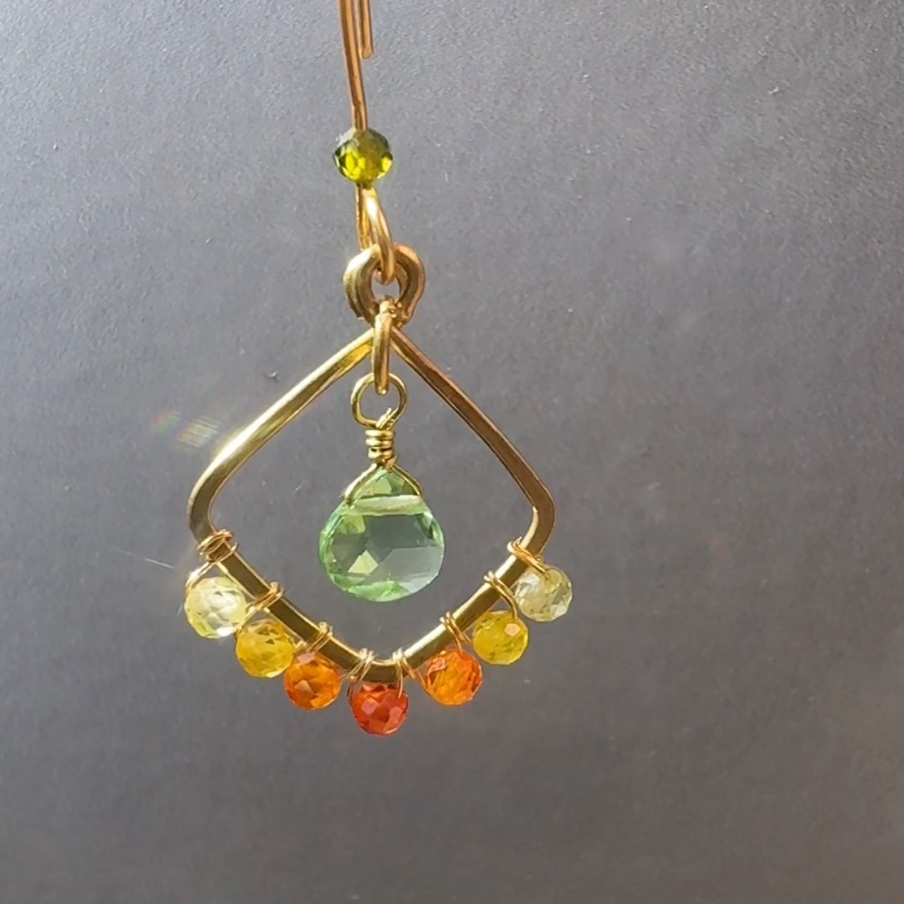 Gold Wire Kite Autumn Gemstone Earrings Gold Wire Kite Autumn Gemstone Earrings — handcrafted wire-wrapped gemstone jewelry, photo 3
