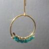 Gold Wire Hoop Teal Drop Earrings — handcrafted wire-wrapped gemstone jewelry, main photo
