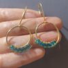 Gold Wire Hoop Teal Drop Earrings — handcrafted wire-wrapped gemstone jewelry, photo 3