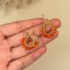 Gold Wire Mini Hoop Amethyst Earrings — handcrafted wire-wrapped gemstone jewelry, photo 2