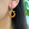Gold Wire Mini Hoop Amethyst Earrings — handcrafted wire-wrapped gemstone jewelry, photo 4