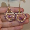Gold Wire Diamond Amethyst Halo Earrings Gold Wire Diamond Amethyst Halo Earrings — handcrafted wire-wrapped gemstone jewelry, main photo