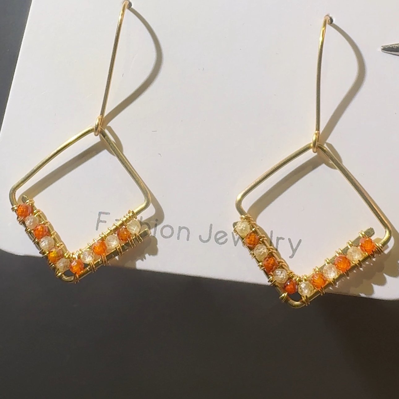 Gold Wire Fan Sunstone Earrings Gold Wire Fan Sunstone Earrings — handcrafted wire-wrapped gemstone jewelry, main photo