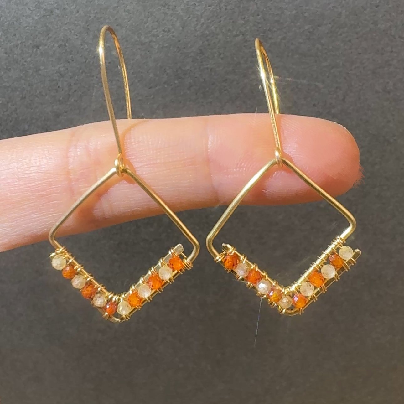 Gold Wire Fan Sunstone Earrings Gold Wire Fan Sunstone Earrings — handcrafted wire-wrapped gemstone jewelry, photo 5