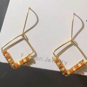 Gold Wire Fan Sunstone Earrings — handcrafted wire-wrapped gemstone jewelry, photo 6