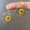 Gold Wire Sunflower Earrings Gold Wire Sunflower Earrings — handcrafted wire-wrapped gemstone jewelry, main photo