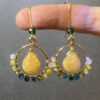 Gold Wire Circle Citrine Earrings — handcrafted wire-wrapped gemstone jewelry, main photo