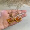 Gold Wire Fan Green Aventurine Earrings — handcrafted wire-wrapped gemstone jewelry, photo 2