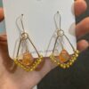 Gold Wire Fan Green Aventurine Earrings — handcrafted wire-wrapped gemstone jewelry, photo 3