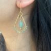 Gold Wire Fan Green Aventurine Earrings — handcrafted wire-wrapped gemstone jewelry, photo 4