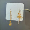 Gold Stick Pearl & Citrine Drop Earrings