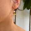 Gold Stick Pearl & Citrine Drop Earrings