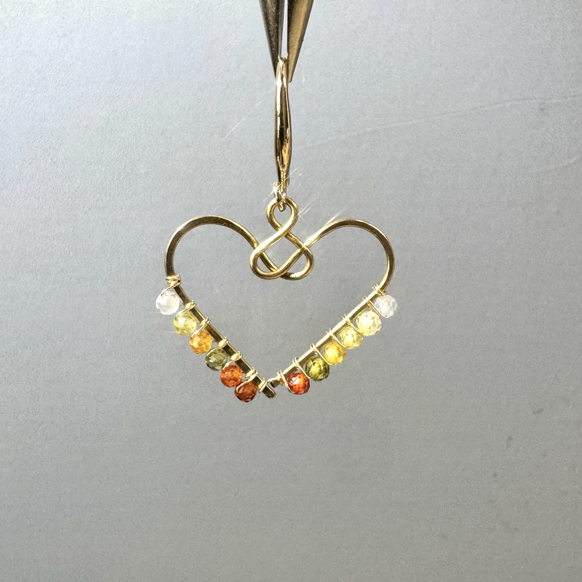 Handmade Rainbow Gemstone Heart Earrings