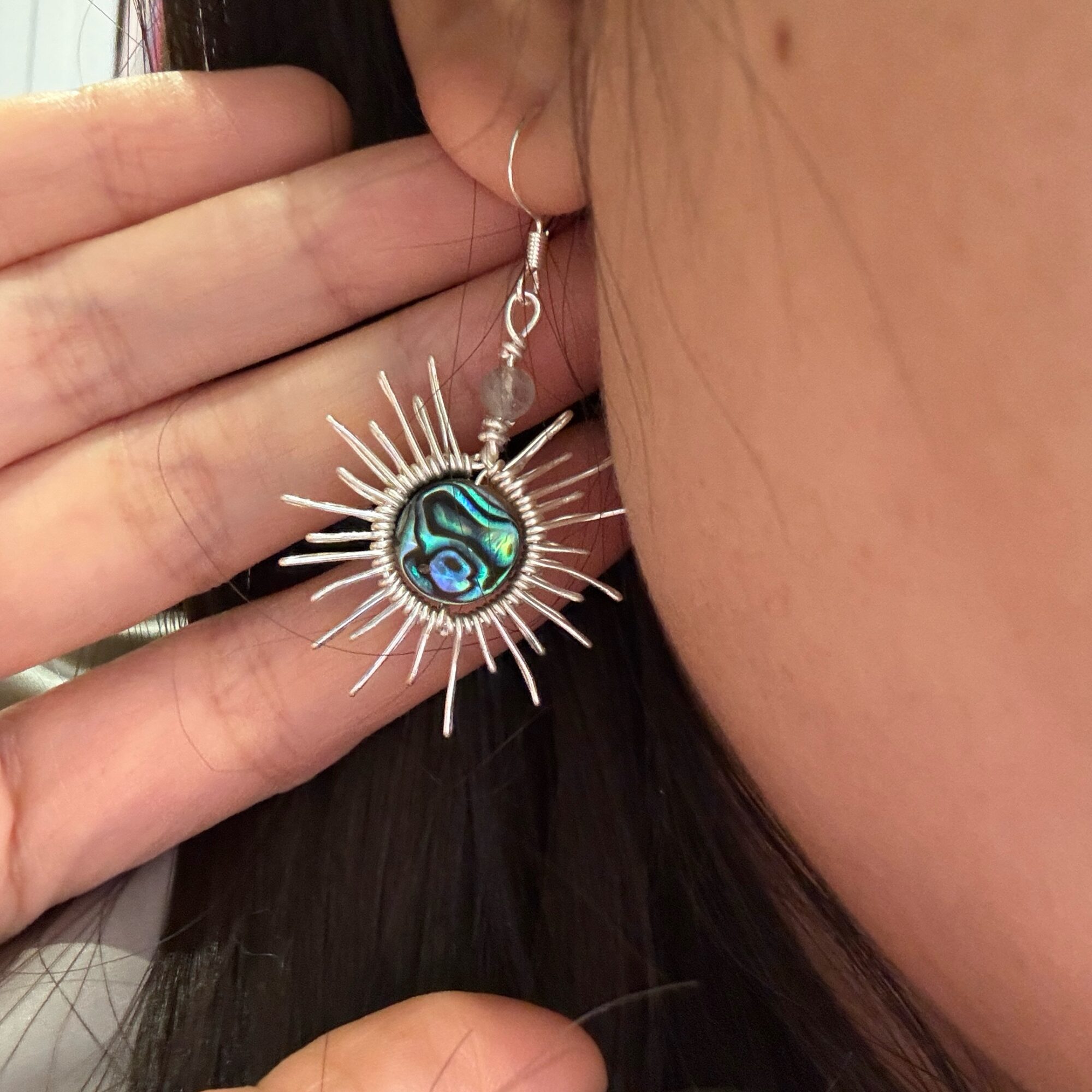 Abalone Shell Sunburst Drop Earrings