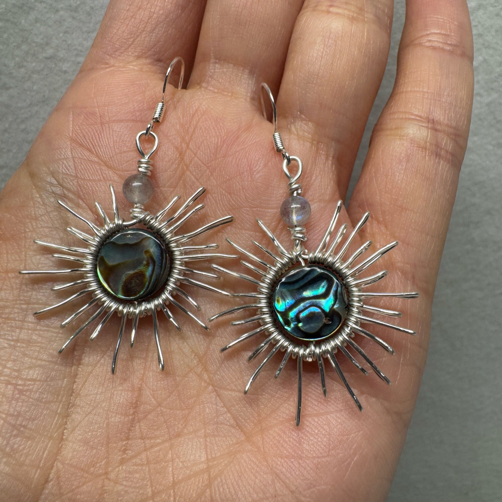 Abalone Shell Sunburst Drop Earrings
