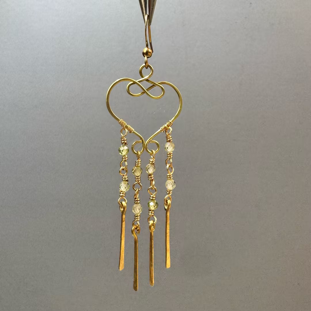 Gold Heart Infinity Crystal Drop Earrings