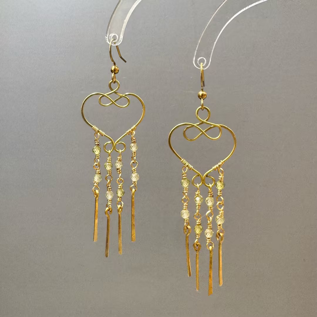 Gold Heart Infinity Crystal Drop Earrings