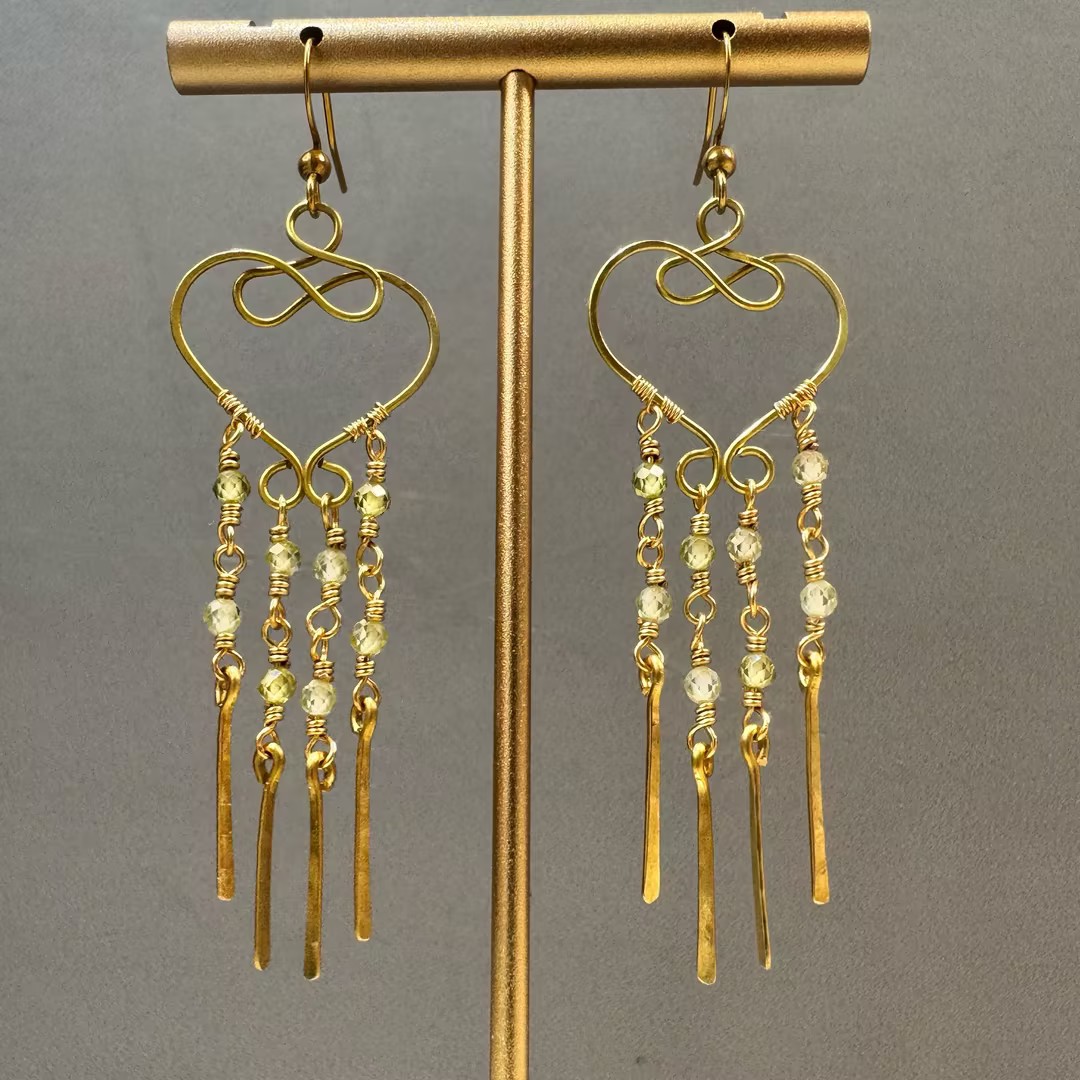 Gold Heart Infinity Crystal Drop Earrings