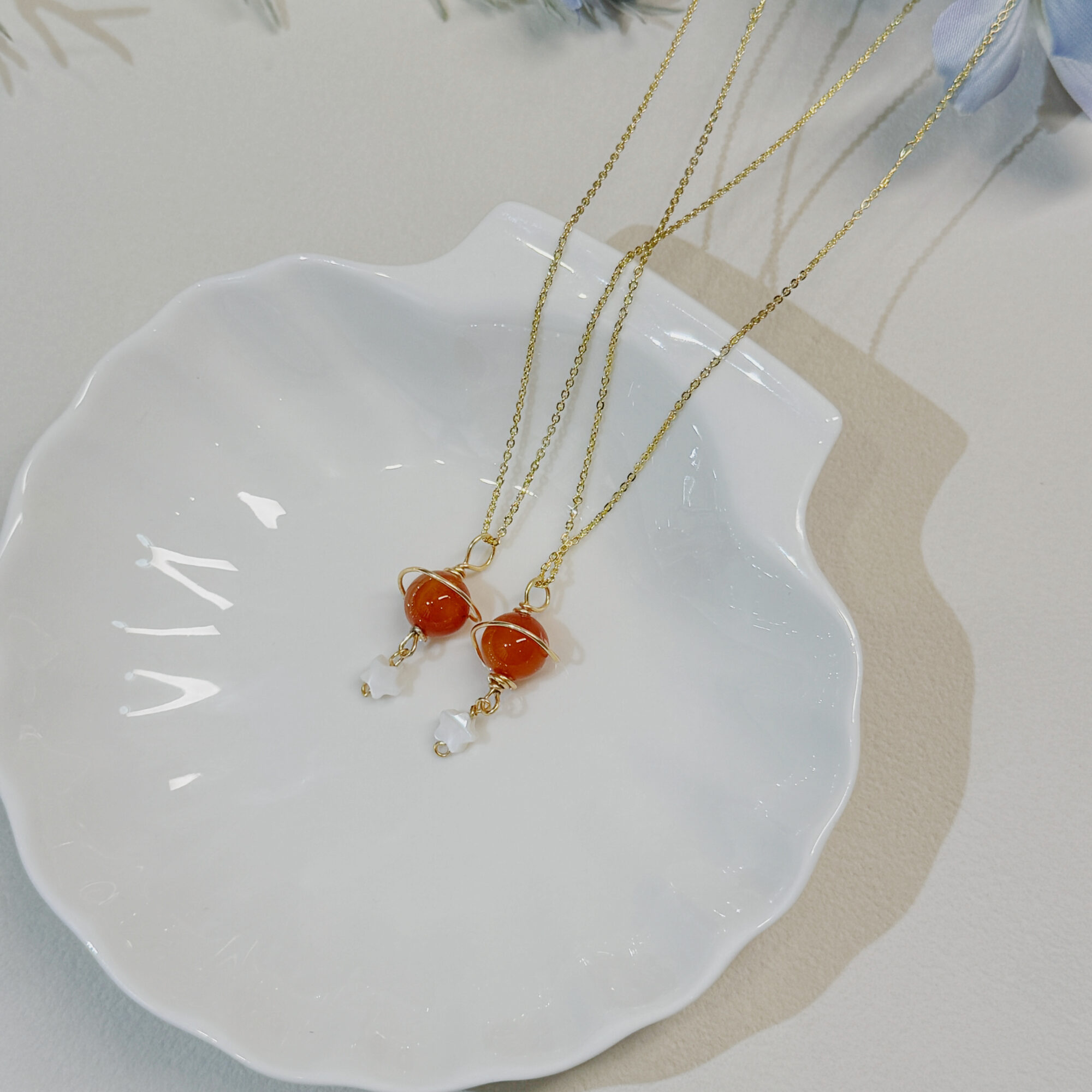 product10-03 Carnelian Planet and Star Pendant Necklace