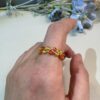 Sunset Crystal Beaded Wire-Wrapped Ring