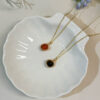 Tiger's Eye and Red Agate Round Pendant Necklace