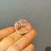 product8-05 Pink Crystal Cluster Wire-Wrapped Ring