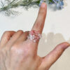 product8-07 Pink Crystal Cluster Wire-Wrapped Ring
