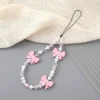 Pink Bows & Hearts beaded phone charm, style K3177