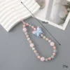 Pink Faceted Beads & Butterfly beaded phone charm, style K3309