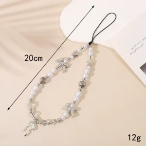 Mixed Beads & Bow beaded phone charm, style K3709