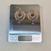 Gold Wire Heart Gemstone Drop Earrings